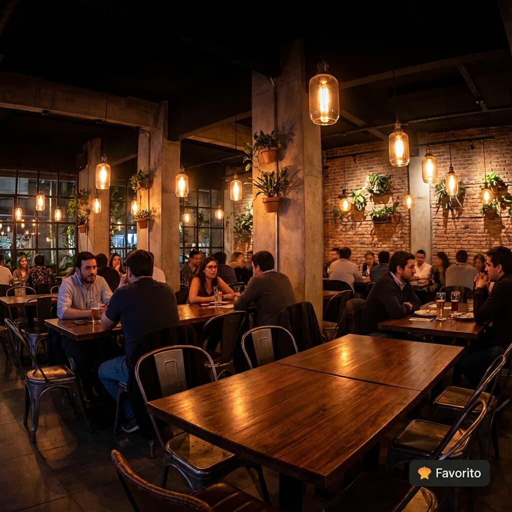 Interior del bar con iluminación cálida